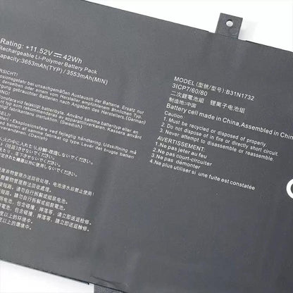 Batterie pour ordinateur portable 3653 mAh compatible avec Asus Mars15 / Mars15(VX60GT9300) / Mars15(VX60GT9750), B31N1732