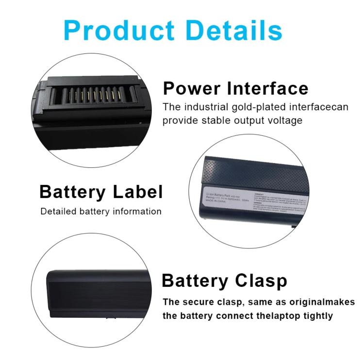 Batterie pour ordinateur portable 4400 mAh compatible avec les modèles Asus A42, A52, A62, B53, K42, K52 et K62, A32-K52