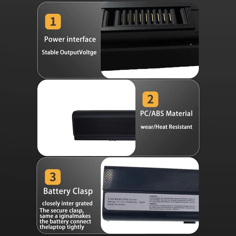 Batterie pour ordinateur portable 4400 mAh compatible avec les modèles Asus A42, A52, A62, B53, K42, K52 et K62, A32-K52