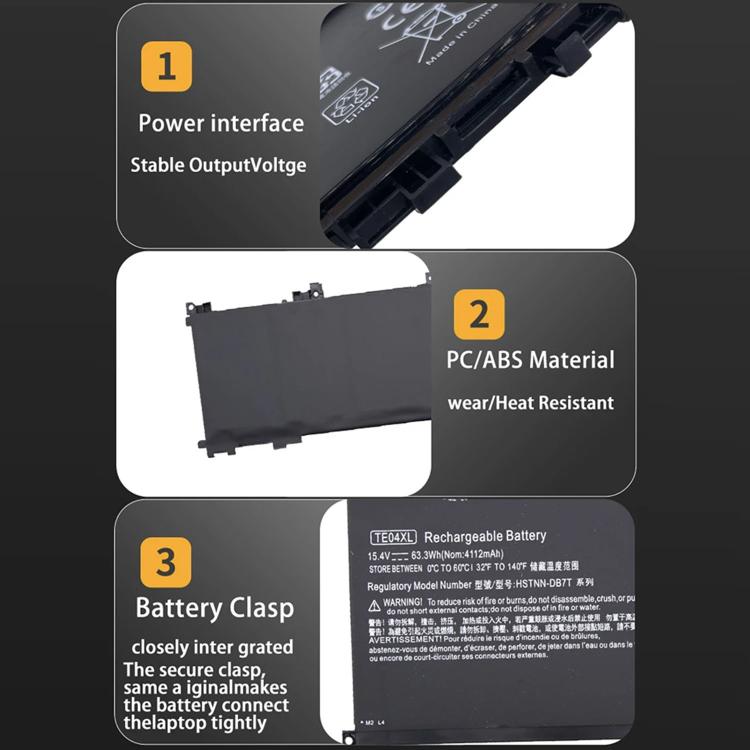 Batteries pour ordinateur portable HP OMEN 15-AX200, 15-AX218TX, 15-AX210TX, 15-AX235NF et 15-AX202N (4112 mAh)., TE04XL