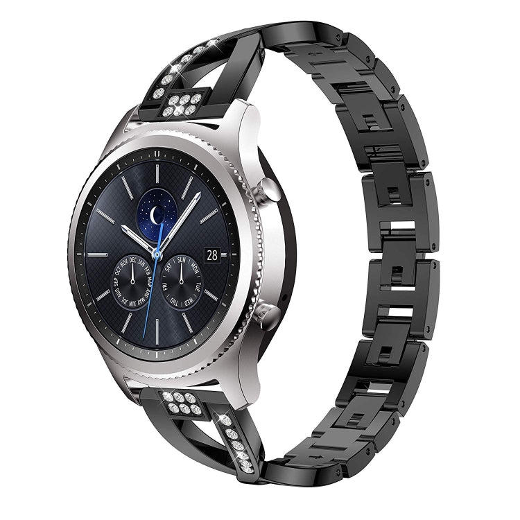 Pour Samsung Gear S3 / Ticwatch Pro / HUAWEI GT Universal 22mm Metal Diamond Strap, black, Argent, gold, Rose gold