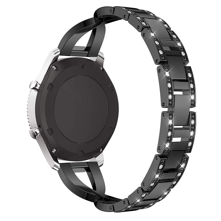 Pour Samsung Gear S3 / Ticwatch Pro / HUAWEI GT Universal 22mm Metal Diamond Strap, black, Argent, gold, Rose gold