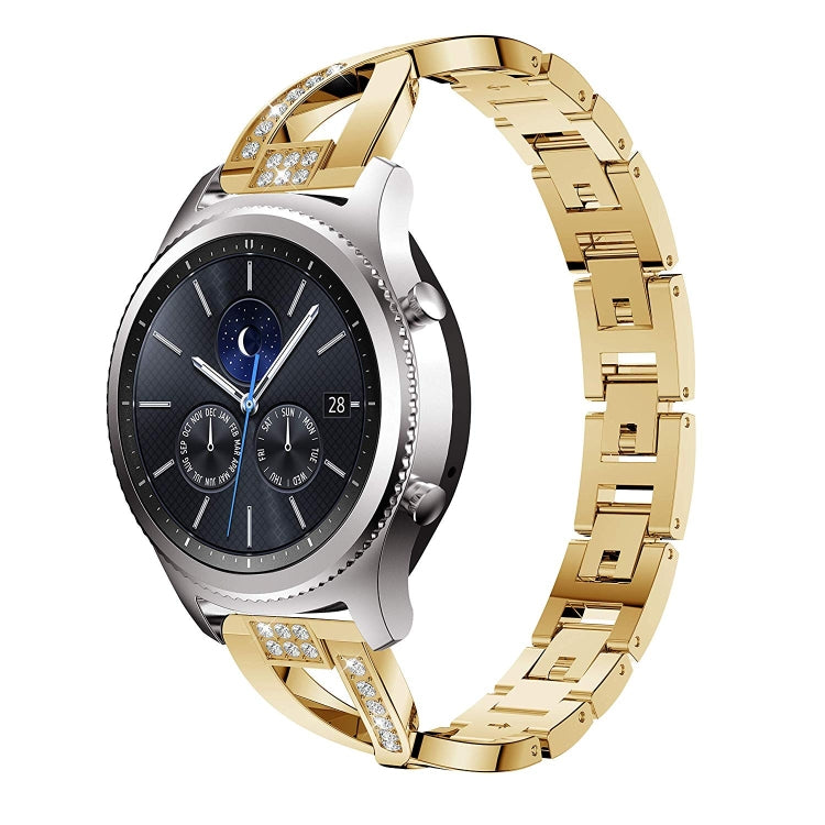 Pour Samsung Gear S3 / Ticwatch Pro / HUAWEI GT Universal 22mm Metal Diamond Strap, black, Argent, gold, Rose gold