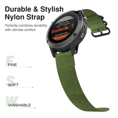 Pour Garmin Fenix 5S 20mm Bracelet de montre en nylon à trois anneaux