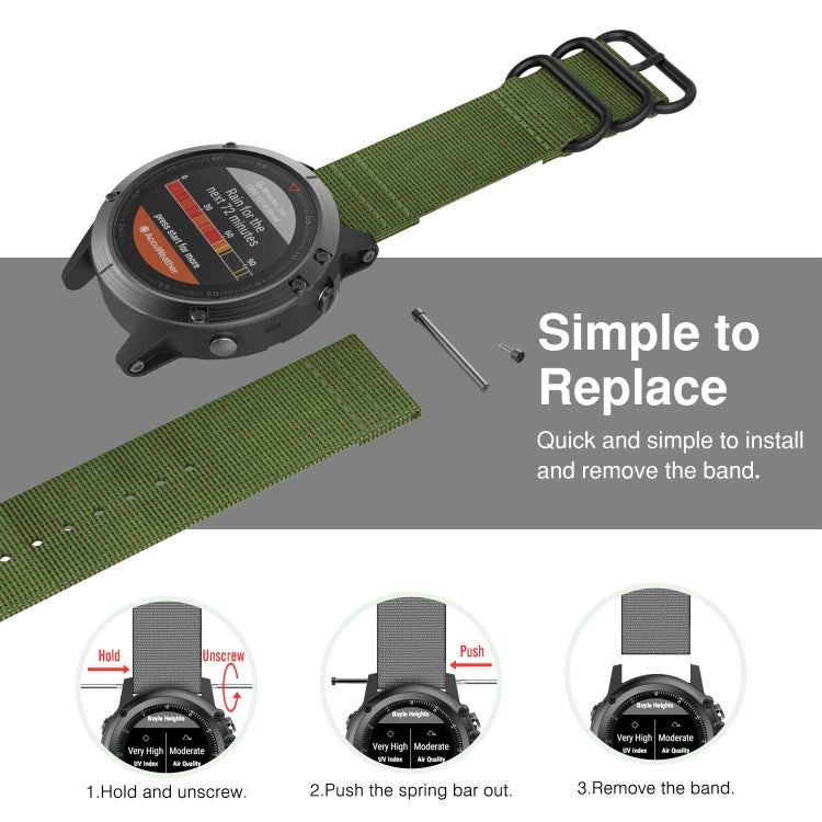 Pour Garmin Fenix 5S 20mm Bracelet de montre en nylon à trois anneaux