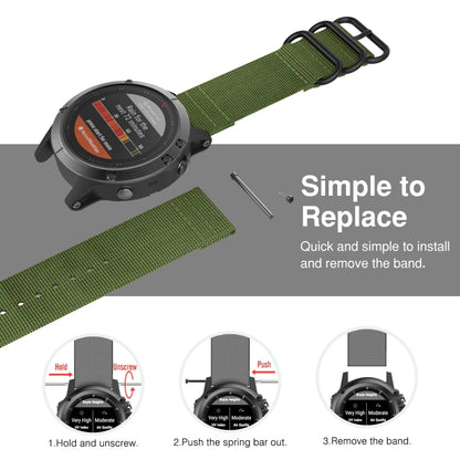 Pour Garmin Fenix 5S 20mm Bracelet de montre en nylon à trois anneaux