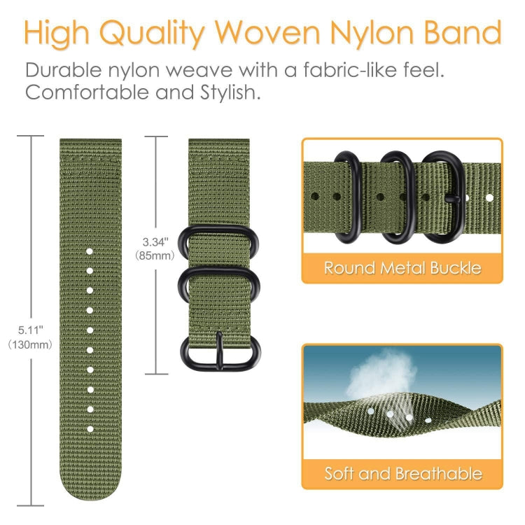 Pour Samsung Galaxy Watch Active 22mm / S3 Bracelet en nylon à trois anneaux, For Samsung Galaxy Watch Active 2 22mm / Gear S3