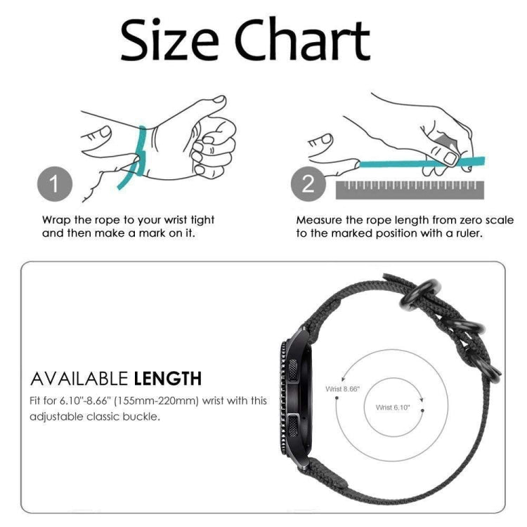 Pour Samsung Galaxy Watch Active 22mm / S3 Bracelet en nylon à trois anneaux, For Samsung Galaxy Watch Active 2 22mm / Gear S3