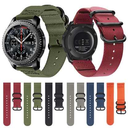 Pour Samsung Galaxy Watch Active 22mm / S3 Bracelet en nylon à trois anneaux, For Samsung Galaxy Watch Active 2 22mm / Gear S3