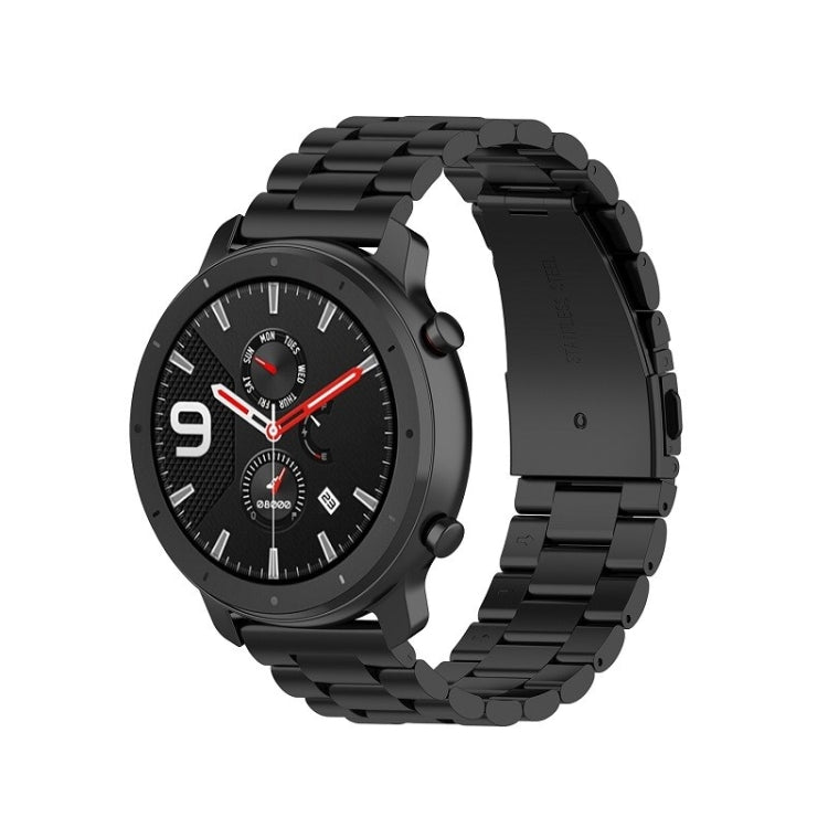 Convient pour Samsung Gear S2 Sport / Galaxy Watch Active 2 Universel 20mm Acier Inoxydable Bracelet Métallique Boucle Papillon Trois Perles, black, Argent, gold, rose gold