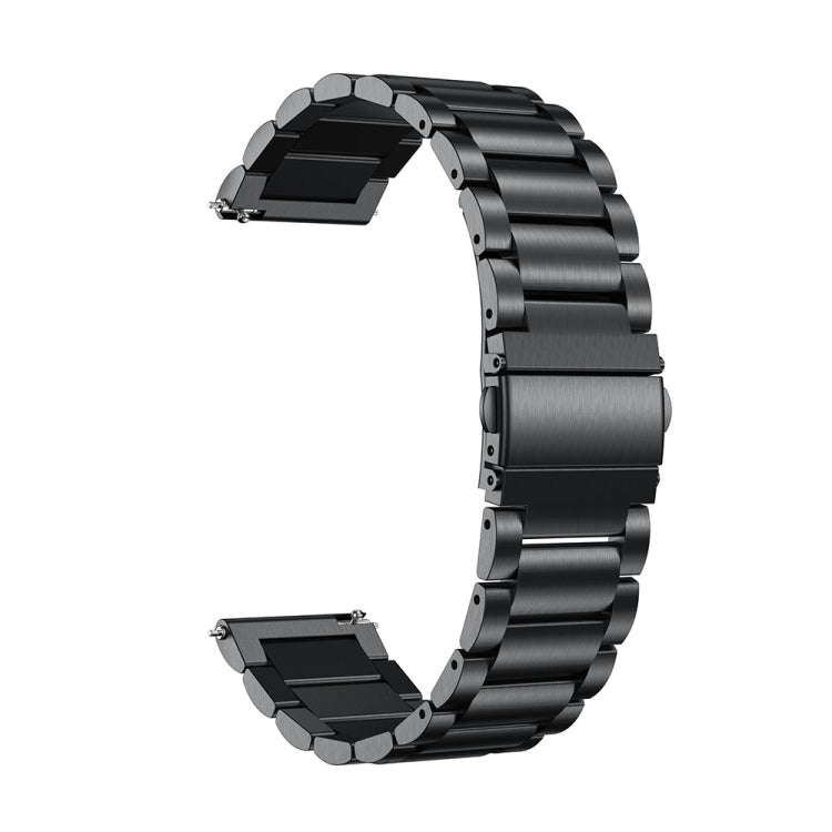 Convient pour Samsung Gear S2 Sport / Galaxy Watch Active 2 Universel 20mm Acier Inoxydable Bracelet Métallique Boucle Papillon Trois Perles, black, Argent, gold, rose gold