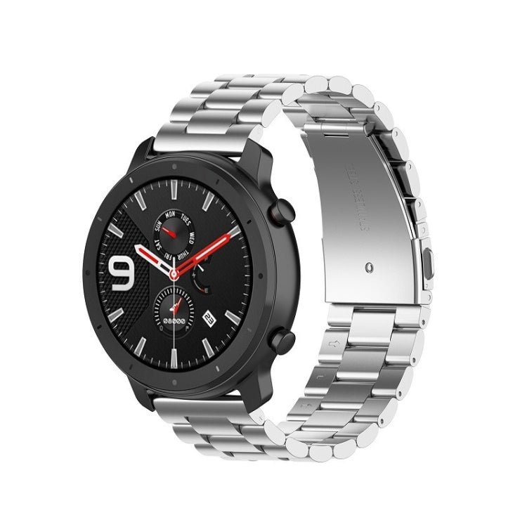 Convient pour Samsung Gear S2 Sport / Galaxy Watch Active 2 Universel 20mm Acier Inoxydable Bracelet Métallique Boucle Papillon Trois Perles, black, Argent, gold, rose gold
