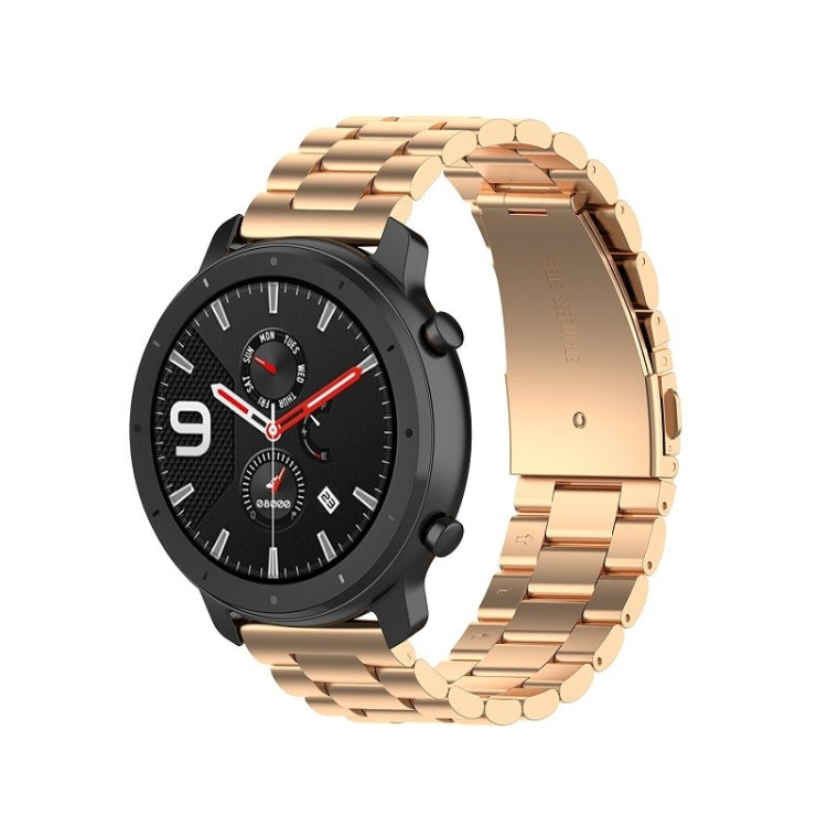 Convient pour Samsung Gear S2 Sport / Galaxy Watch Active 2 Universel 20mm Acier Inoxydable Bracelet Métallique Boucle Papillon Trois Perles, black, Argent, gold, rose gold