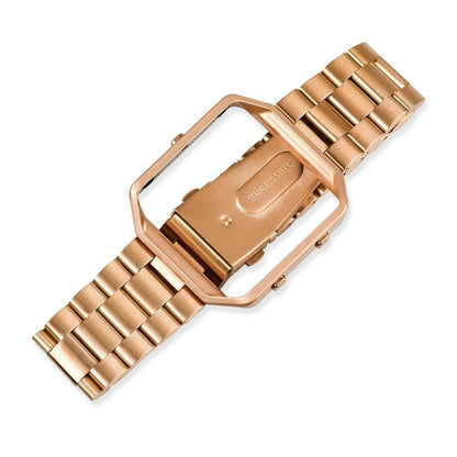 Convient pour Fitbit Blaze montre de sport intelligente en acier inoxydable bracelet en métal cadre en métal boucle papillon trois perles bracelet, Rose gold, gold, black, Argent