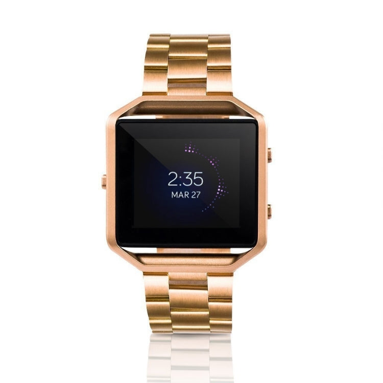 Convient pour Fitbit Blaze montre de sport intelligente en acier inoxydable bracelet en métal cadre en métal boucle papillon trois perles bracelet, Rose gold, gold, black, Argent