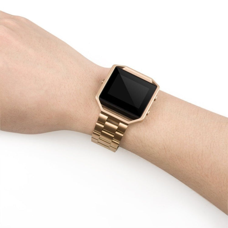 Convient pour Fitbit Blaze montre de sport intelligente en acier inoxydable bracelet en métal cadre en métal boucle papillon trois perles bracelet, Rose gold, gold, black, Argent