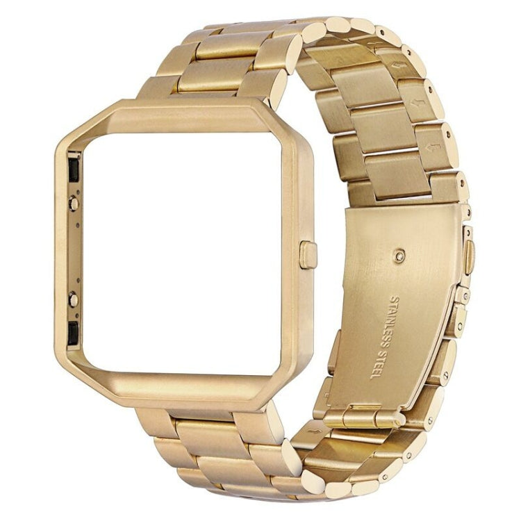 Convient pour Fitbit Blaze montre de sport intelligente en acier inoxydable bracelet en métal cadre en métal boucle papillon trois perles bracelet, Rose gold, gold, black, Argent