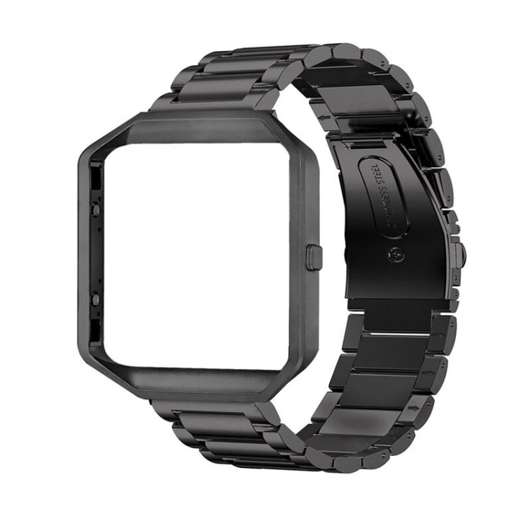 Convient pour Fitbit Blaze montre de sport intelligente en acier inoxydable bracelet en métal cadre en métal boucle papillon trois perles bracelet, Rose gold, gold, black, Argent