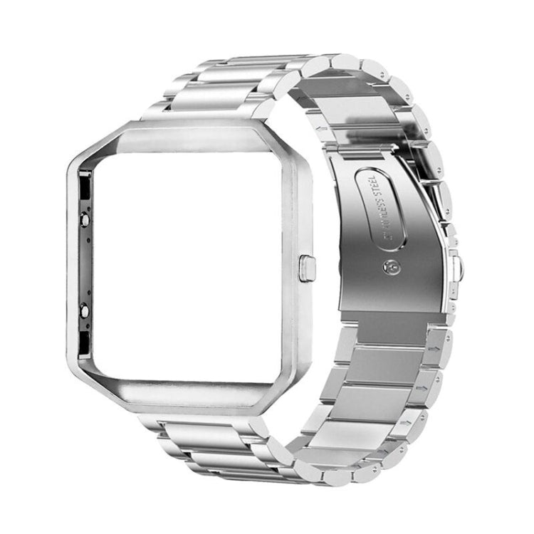 Convient pour Fitbit Blaze montre de sport intelligente en acier inoxydable bracelet en métal cadre en métal boucle papillon trois perles bracelet, Rose gold, gold, black, Argent