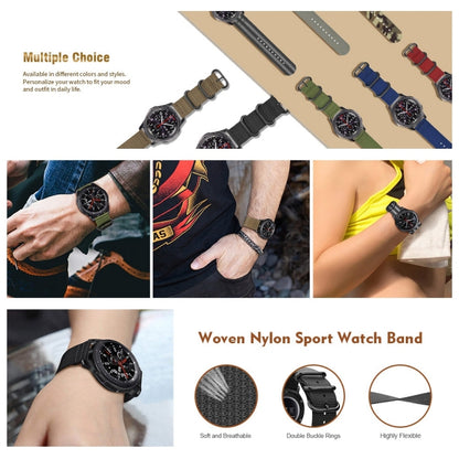 Pour Samsung Galaxy Watch Active 20mm S3 Bracelet en nylon à trois anneaux, For Samsung Galaxy Watch Active 2 20mm / Gear S3