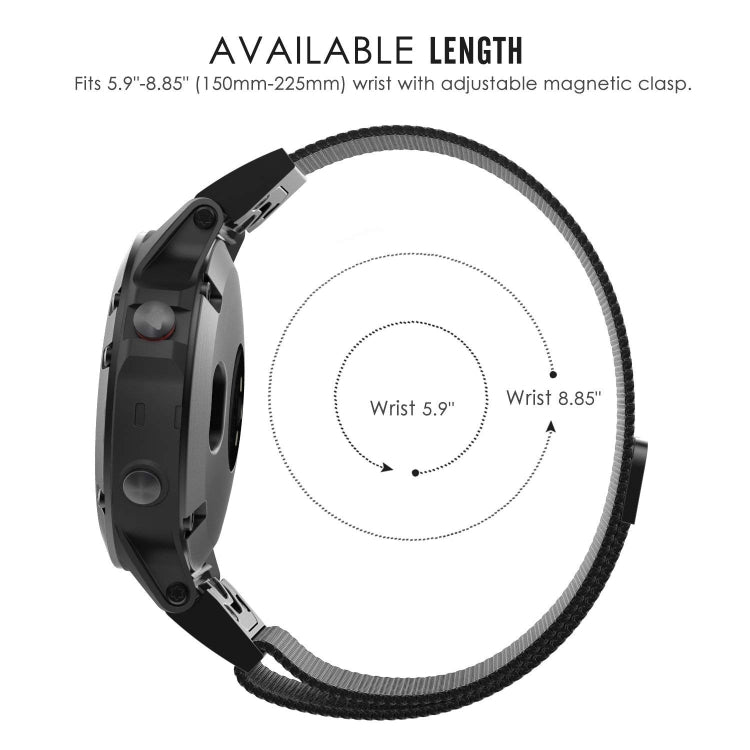 Pour Garmin Fenix 5 Milan Metal Bracelet de montre en acier inoxydable, 20MM, 22MM, 26MM