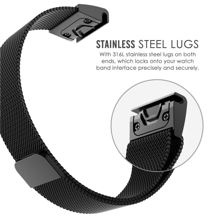 Pour Garmin Fenix 5 Milan Metal Bracelet de montre en acier inoxydable, 20MM, 22MM, 26MM
