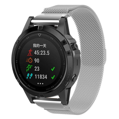 Pour Garmin Fenix 5 Milan Bracelet de montre en métal en acier inoxydable (argent), 20MM, 22MM, 26MM