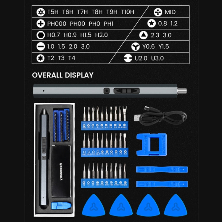 Jeu de mini tournevis électriques rechargeables 36 en 1 avec éclairage 3LED
