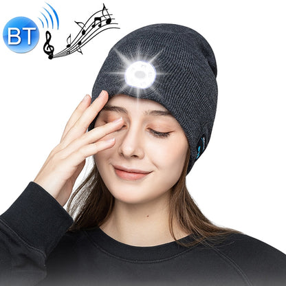 Chapeau tricoté Bluetooth 5.0 avec lumière LED, course à pied en plein air, pêche de nuit