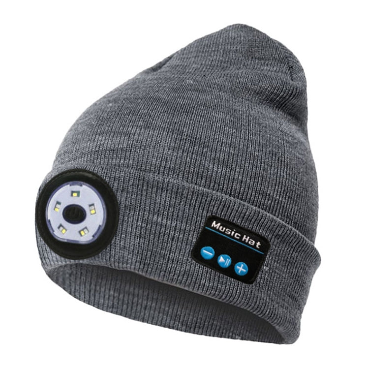 Chapeau tricoté Bluetooth 5.0 avec lumière LED, course à pied en plein air, pêche de nuit