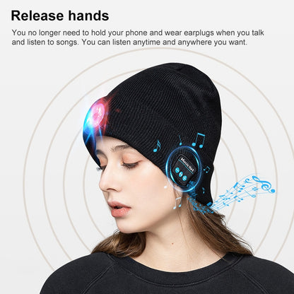 Chapeau tricoté Bluetooth 5.0 avec lumière LED, course à pied en plein air, pêche de nuit
