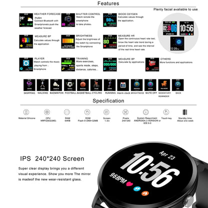 V11 Smartwatch moniteur de fréquence cardiaque en temps réel mode multi-sport lumière respiratoire montre intelligente pour téléphone Android IOS