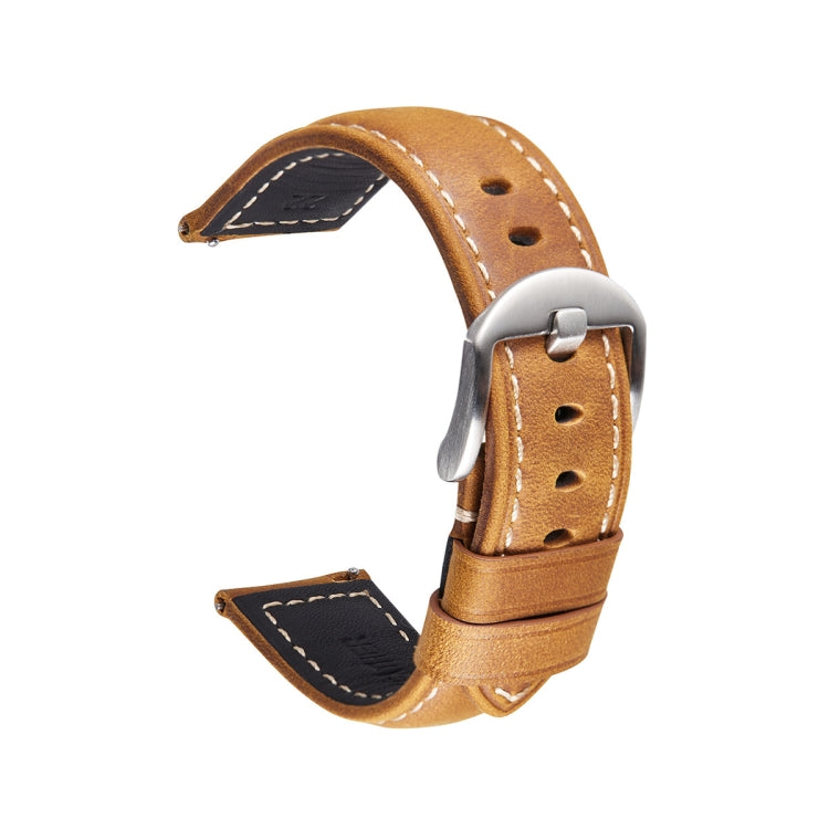 Bracelet de montre intelligent à dégagement rapide Bracelet rétro en cuir Crazy Horse pour Samsung Huawei,Taille:, 20mm  (Dark Brown Black Buckle), 20mm (Deep Brown Silver Buckle), 20mm (Light Brown Black Buckle), 20mm (Light Brown Silver Buckle)      ...