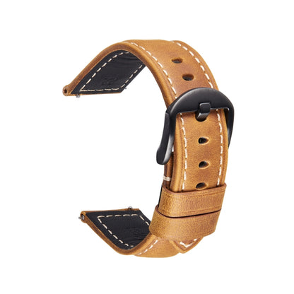 Bracelet de montre intelligent à dégagement rapide Bracelet rétro en cuir Crazy Horse pour Samsung Huawei,Taille:, 20mm  (Dark Brown Black Buckle), 20mm (Deep Brown Silver Buckle), 20mm (Light Brown Black Buckle), 20mm (Light Brown Silver Buckle)      ...