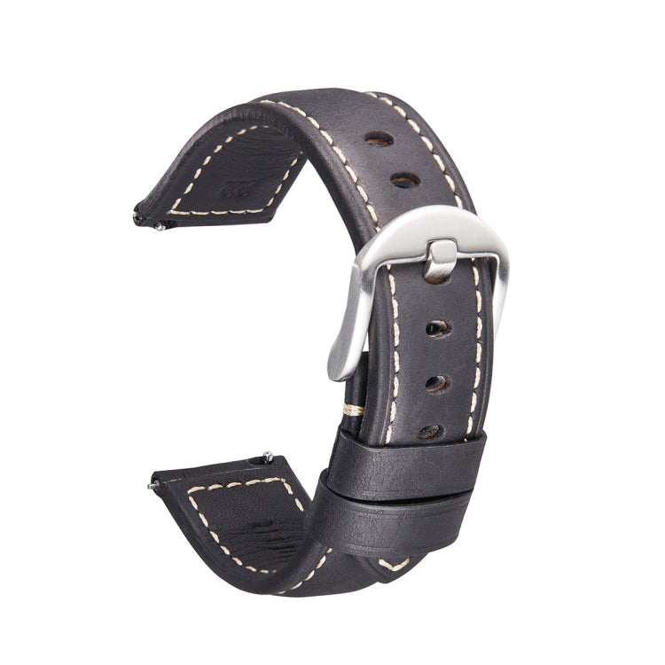 Bracelet de montre intelligent à dégagement rapide Bracelet rétro en cuir Crazy Horse pour Samsung Huawei,Taille:, 20mm  (Dark Brown Black Buckle), 20mm (Deep Brown Silver Buckle), 20mm (Light Brown Black Buckle), 20mm (Light Brown Silver Buckle)      ...