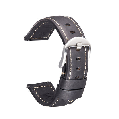 Bracelet de montre intelligent à dégagement rapide Bracelet rétro en cuir Crazy Horse pour Samsung Huawei,Taille:, 20mm  (Dark Brown Black Buckle), 20mm (Deep Brown Silver Buckle), 20mm (Light Brown Black Buckle), 20mm (Light Brown Silver Buckle)      ...