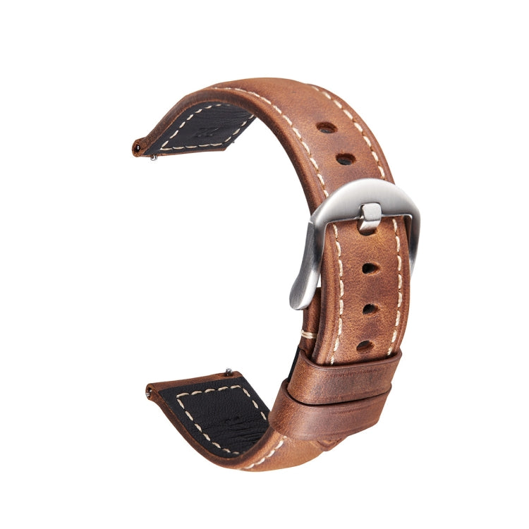 Bracelet de montre intelligent à dégagement rapide Bracelet rétro en cuir Crazy Horse pour Samsung Huawei,Taille:, 20mm  (Dark Brown Black Buckle), 20mm (Deep Brown Silver Buckle), 20mm (Light Brown Black Buckle), 20mm (Light Brown Silver Buckle)      ...