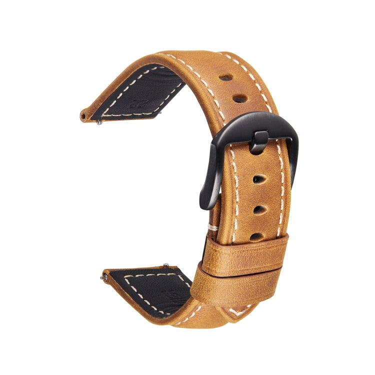 Bracelet de montre intelligent à dégagement rapide Bracelet rétro en cuir Crazy Horse pour Samsung Huawei,Taille:, 20mm  (Dark Brown Black Buckle), 20mm (Deep Brown Silver Buckle), 20mm (Light Brown Black Buckle), 20mm (Light Brown Silver Buckle)      ...