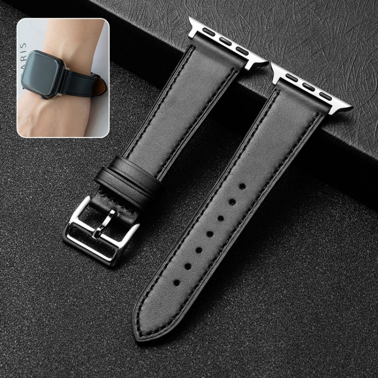 Bracelet de montre en cuir de vachette Business, For Apple Watch Series 6&SE&5&4 44mm / 3&2&1 42mm