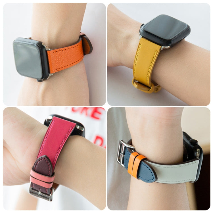 Bracelet de montre en cuir de vachette Business, For Apple Watch Series 6&SE&5&4 44mm / 3&2&1 42mm