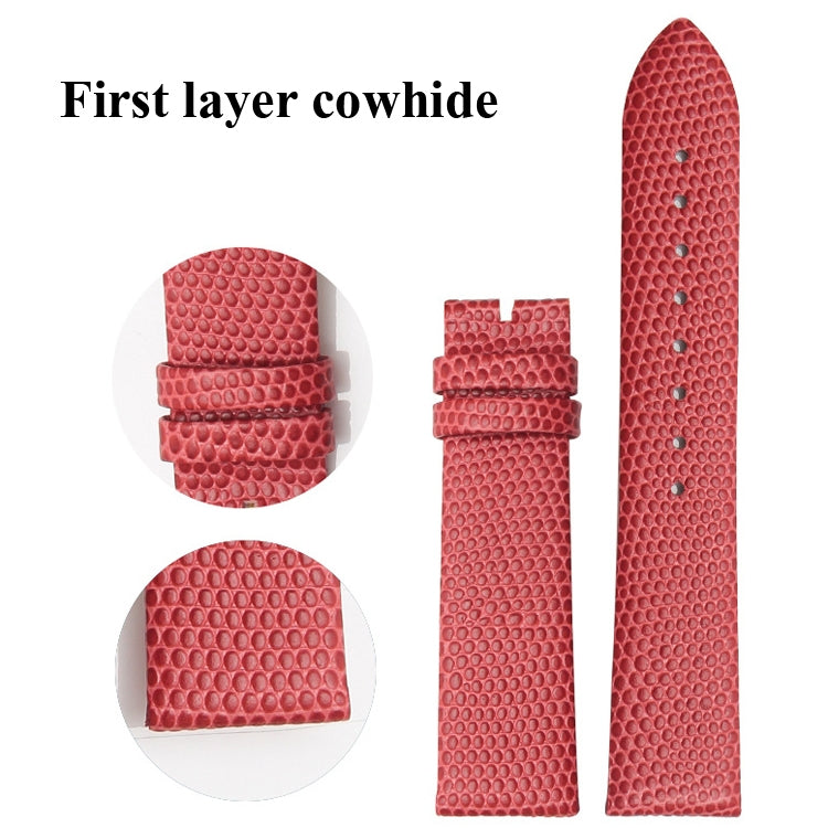 Chaîne de montre fine avec bracelet en cuir de veau motif lézard, Strap Width  12mm, Strap Width  18mm