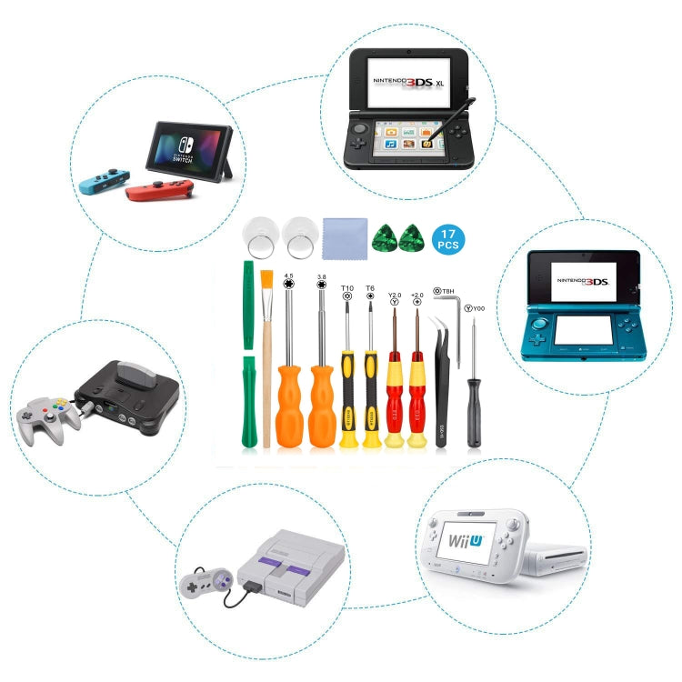 Ensemble d'outils de tournevis de réparation de console de jeu 17 en 1 pour commutateur NS