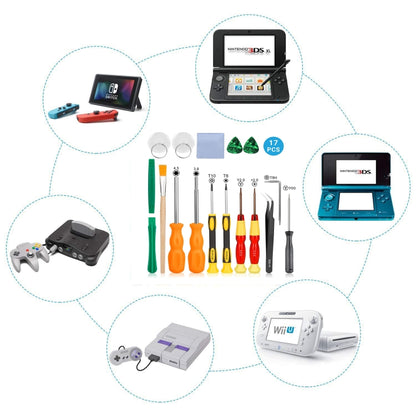 Ensemble d'outils de tournevis de réparation de console de jeu 17 en 1 pour commutateur NS