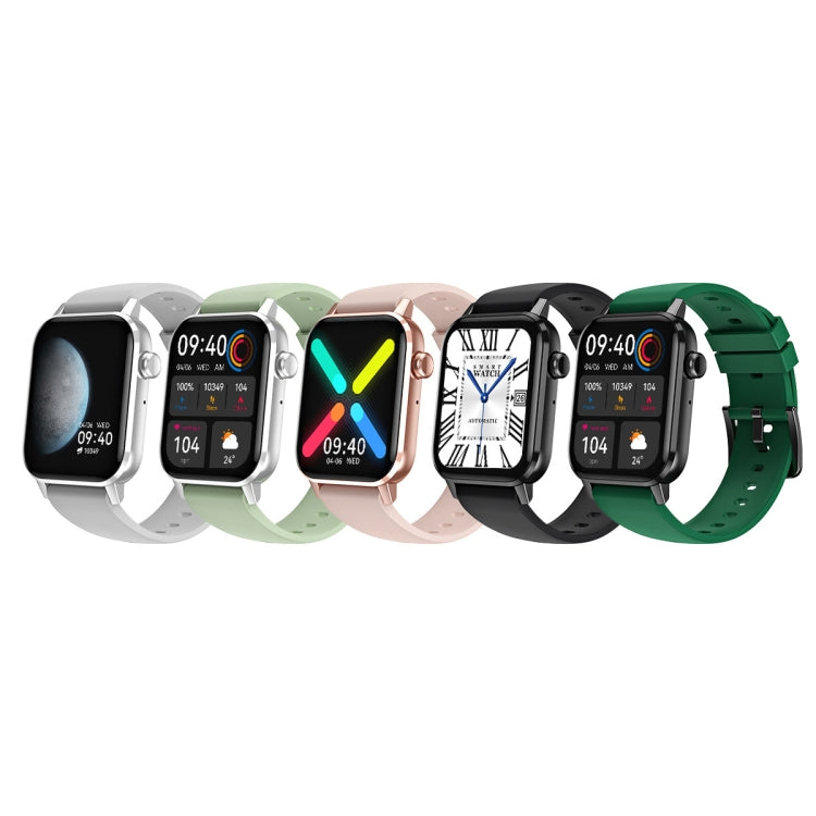 Montre intelligente multifonctionnelle de surveillance de la fréquence cardiaque HD6 1,69 pouces, Noir, Argent, Rose, Vert clair, Vert