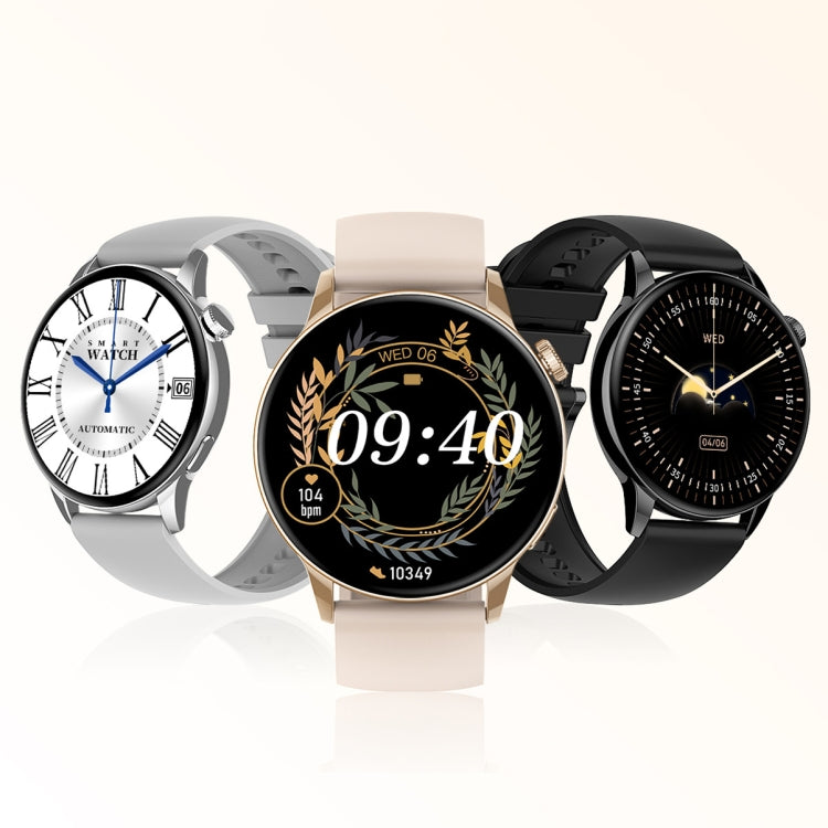 Montre intelligente à écran AMOLED HD1 de 1,3 pouces avec fonction NFC, Gold Steel+Silicone Strap, Silver Steell+Silicone Strap, Black Steell+Silicone Strap