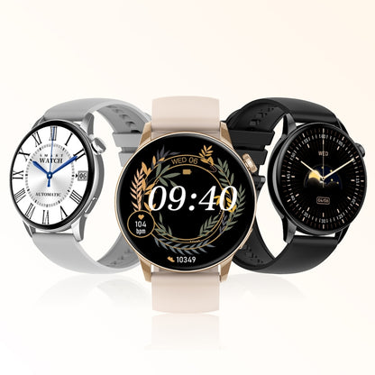 Montre intelligente à écran AMOLED HD1 de 1,3 pouces avec fonction NFC, Gold Steel+Silicone Strap, Silver Steell+Silicone Strap, Black Steell+Silicone Strap