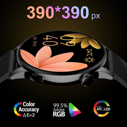 Montre intelligente à écran AMOLED HD1 de 1,3 pouces avec fonction NFC, Gold Steel+Silicone Strap, Silver Steell+Silicone Strap, Black Steell+Silicone Strap