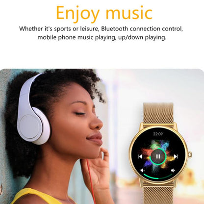 LOANIY CF80 1,08 pouces surveillance de la fréquence cardiaque montre Bluetooth intelligente, Gold Steel, Black Steel