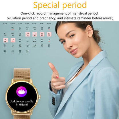LOANIY CF80 1,08 pouces surveillance de la fréquence cardiaque montre Bluetooth intelligente, Gold Steel, Black Steel