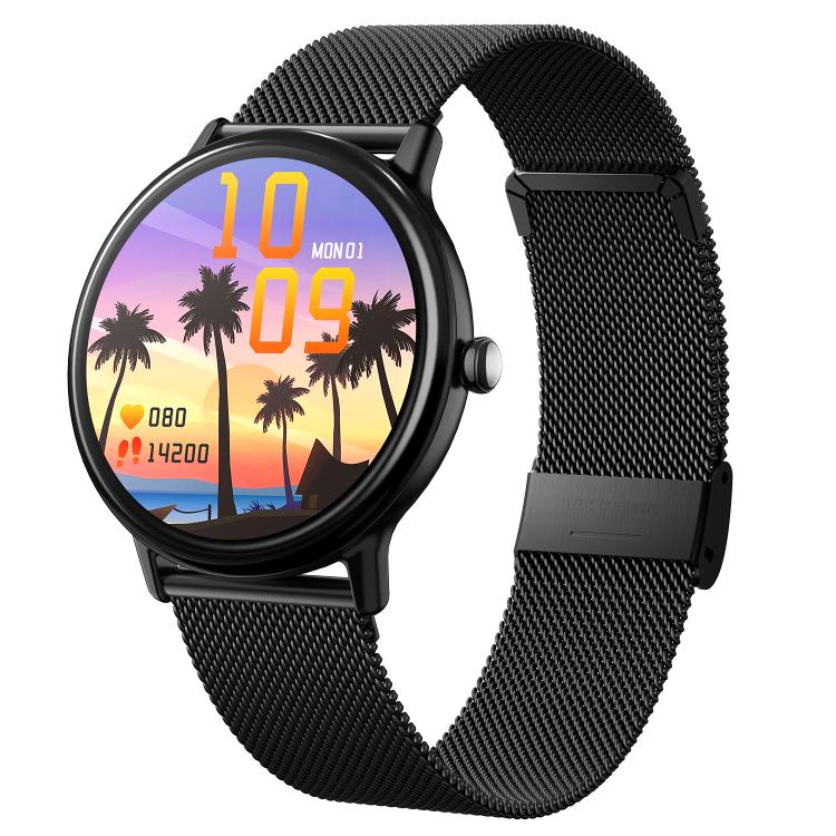 LOANIY CF80 1,08 pouces surveillance de la fréquence cardiaque montre Bluetooth intelligente, Gold Steel, Black Steel